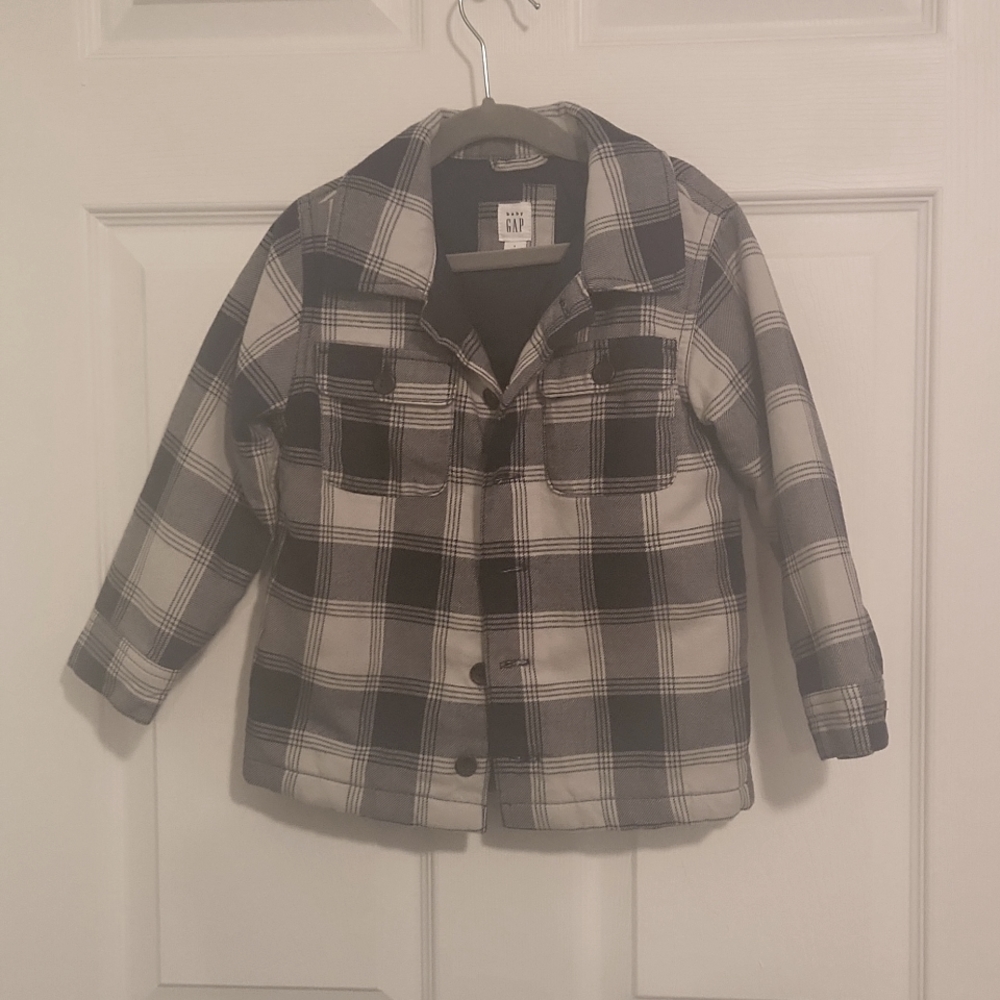 GAP Blue/Beige Shirt Jacket with button closure, collar & lining Size 4